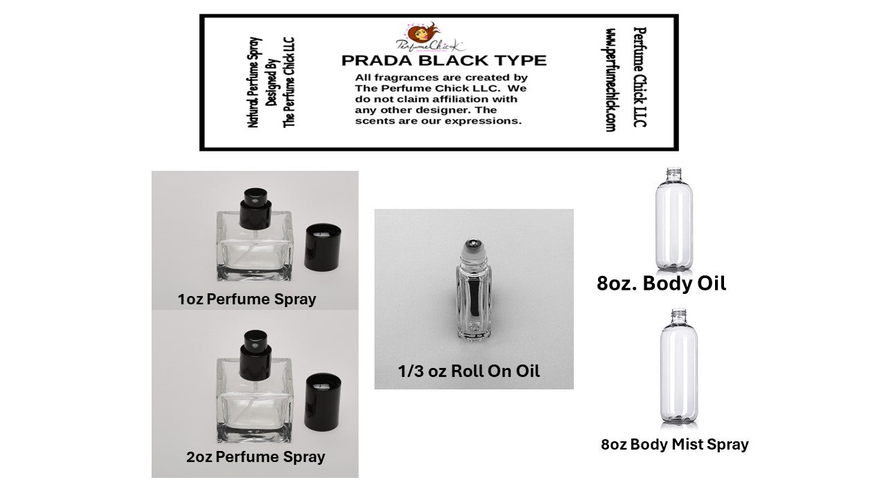 PRADA BLACK TYPE   (SPRAYS- ROLL ONS AND BODY OILS)